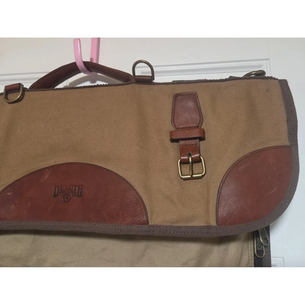 Duluth Trading Canvas Leather One Night Stand Garment Bag Suit Carrier Travel